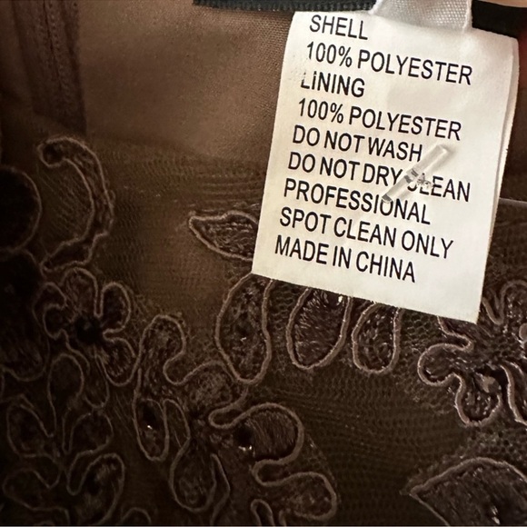 NWT La Femme Illusion Lace Chiffon Embroidered Floor Length Formal Gown A-Line - Picture 9 of 10